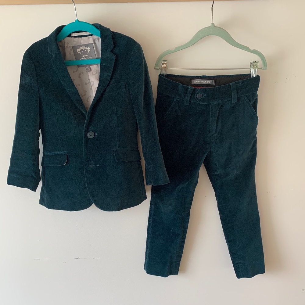 APPAMAN TEAL VELVET MOD SUIT SIZE 5